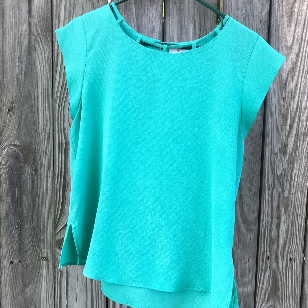 Teal “Mine” Brand Blouse with neckline detail